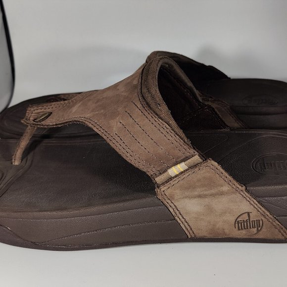 Fitflop Brown Leather Sandals Flip Flops Men's Sz 13 - Picture 2 of 10